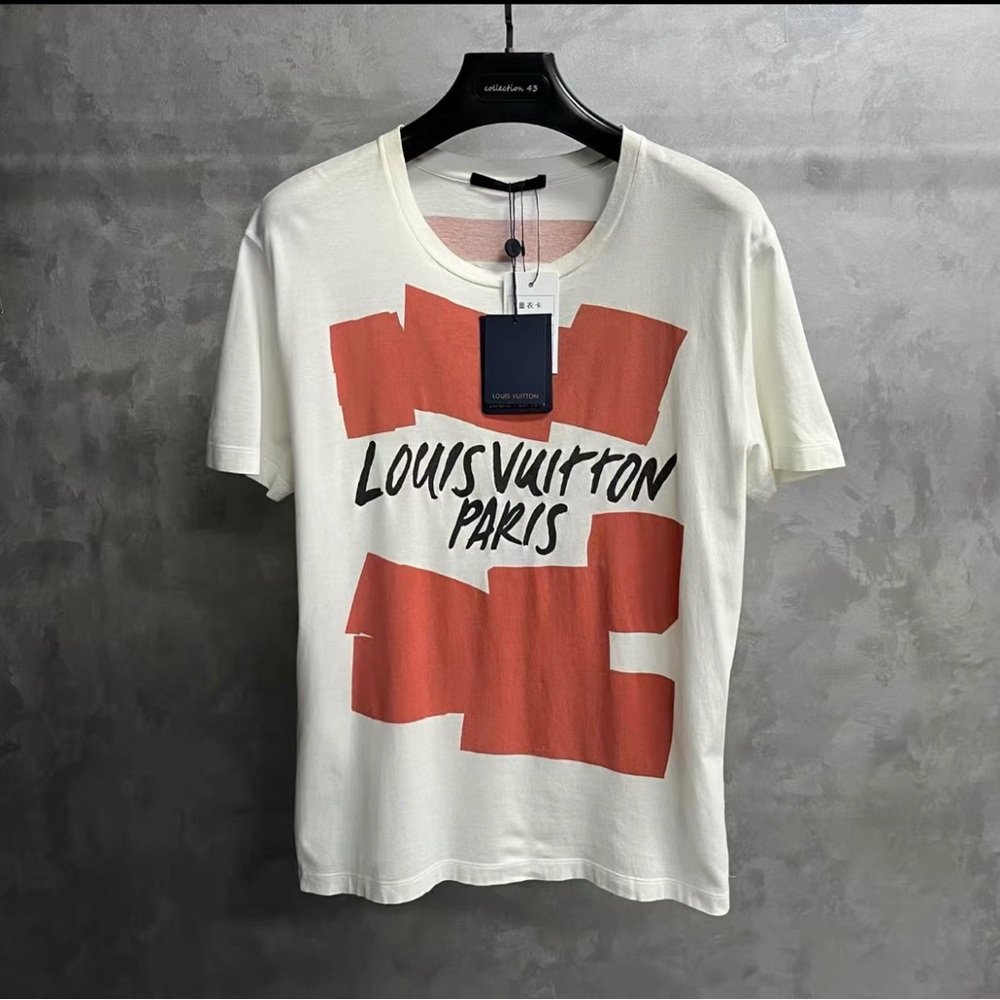 Authentic Louis Vuitton Cream and Red Graphic Tee